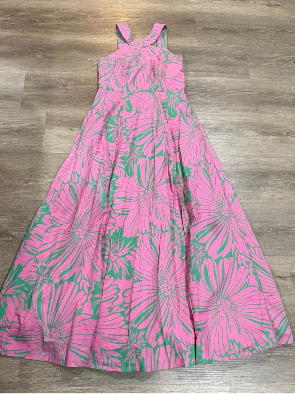 Vineyard Vines Pink and Green Striped Floral Sundress